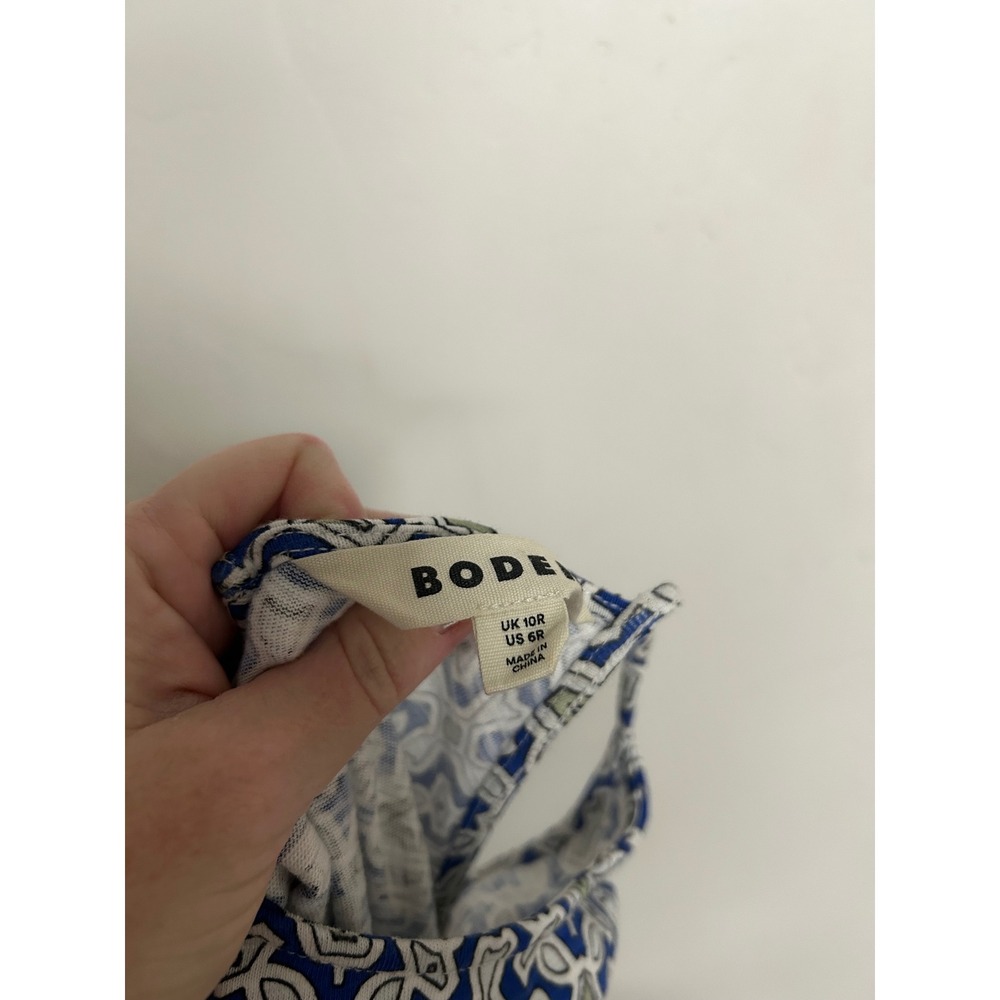 Boden Geometric Print racer back Halter Neck Midi Dress Blue White Green Size 6R - Picture 8 of 8